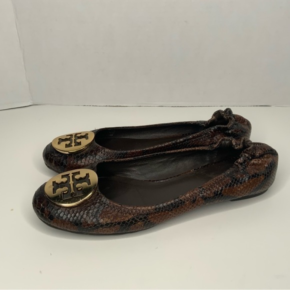 Tory Burch brown leather snakeskin flats.‎ - Picture 6 of 11